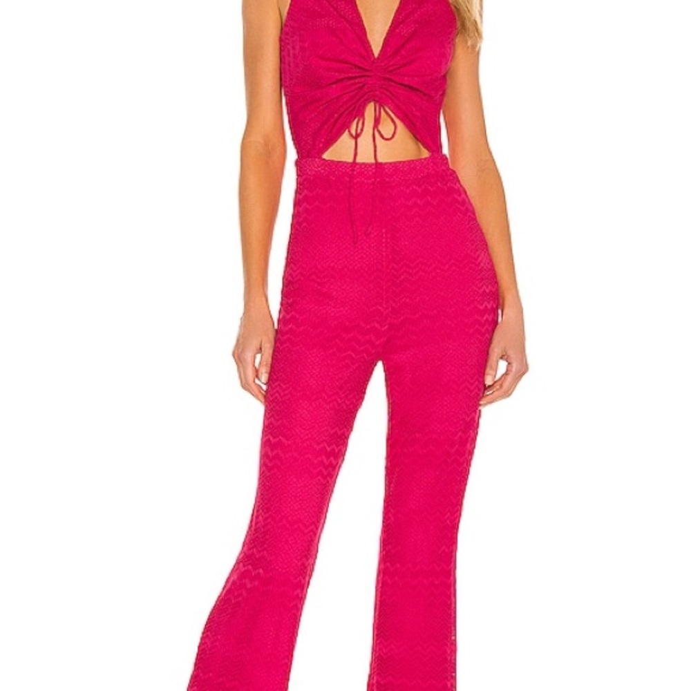 Lovers + Friends Pink Halter Jumpsuit with Cutout